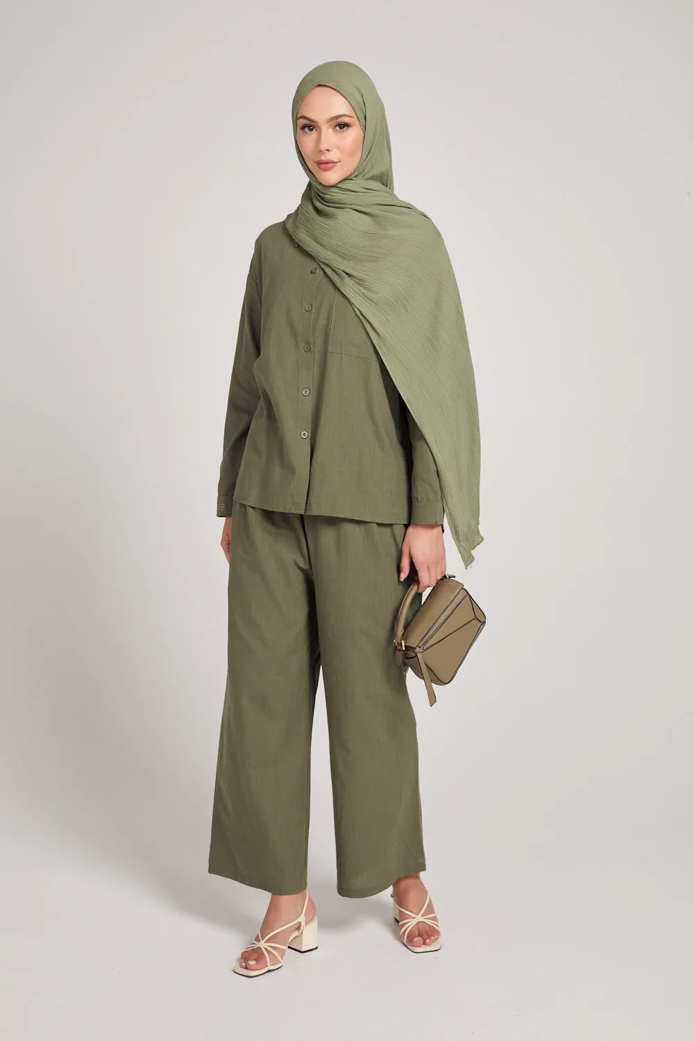 100% Cotton Co-Ord Set - Dusty Olive