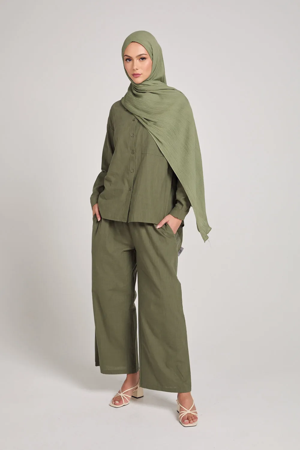 100% Cotton Co-Ord Set - Dusty Olive