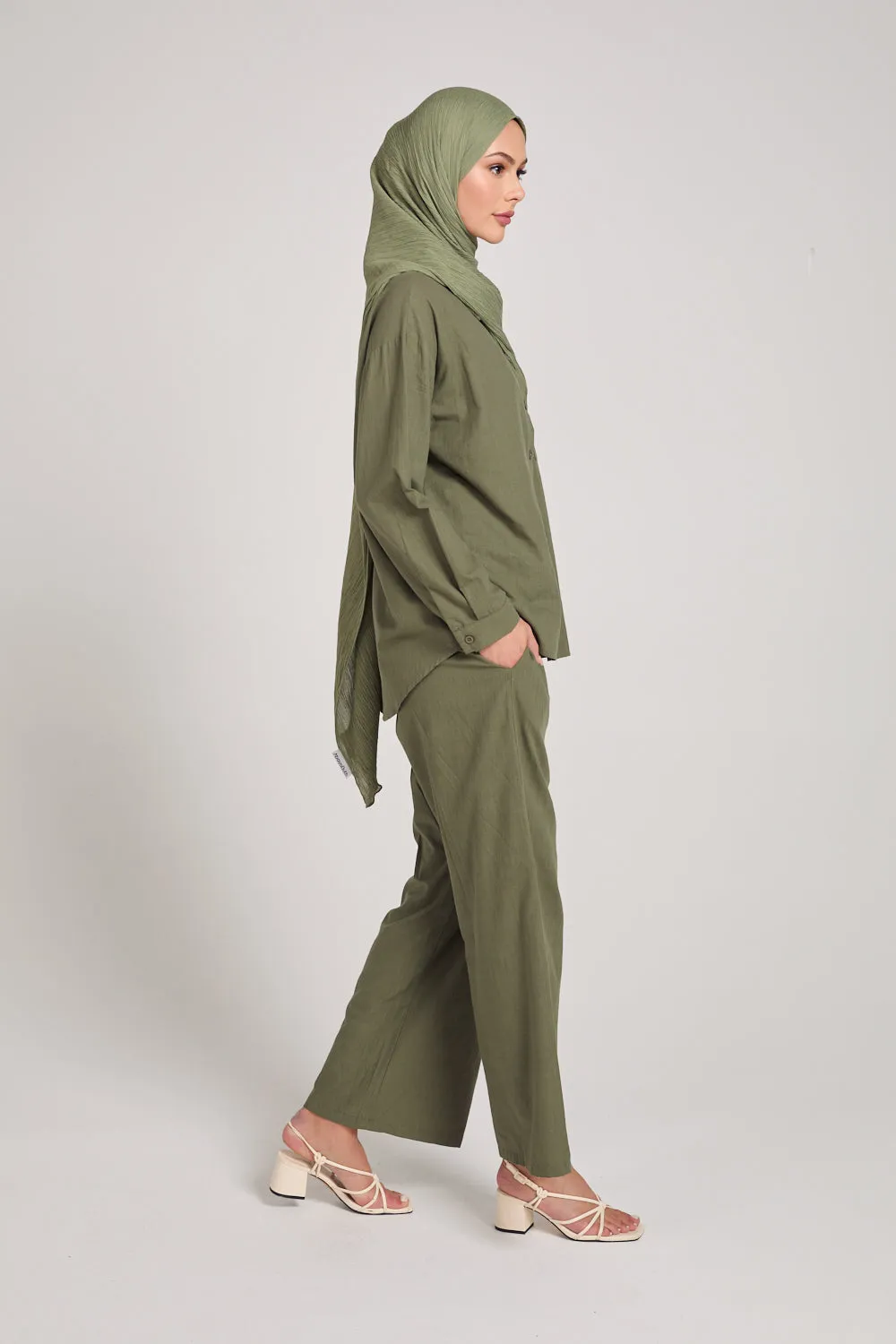 100% Cotton Co-Ord Set - Dusty Olive