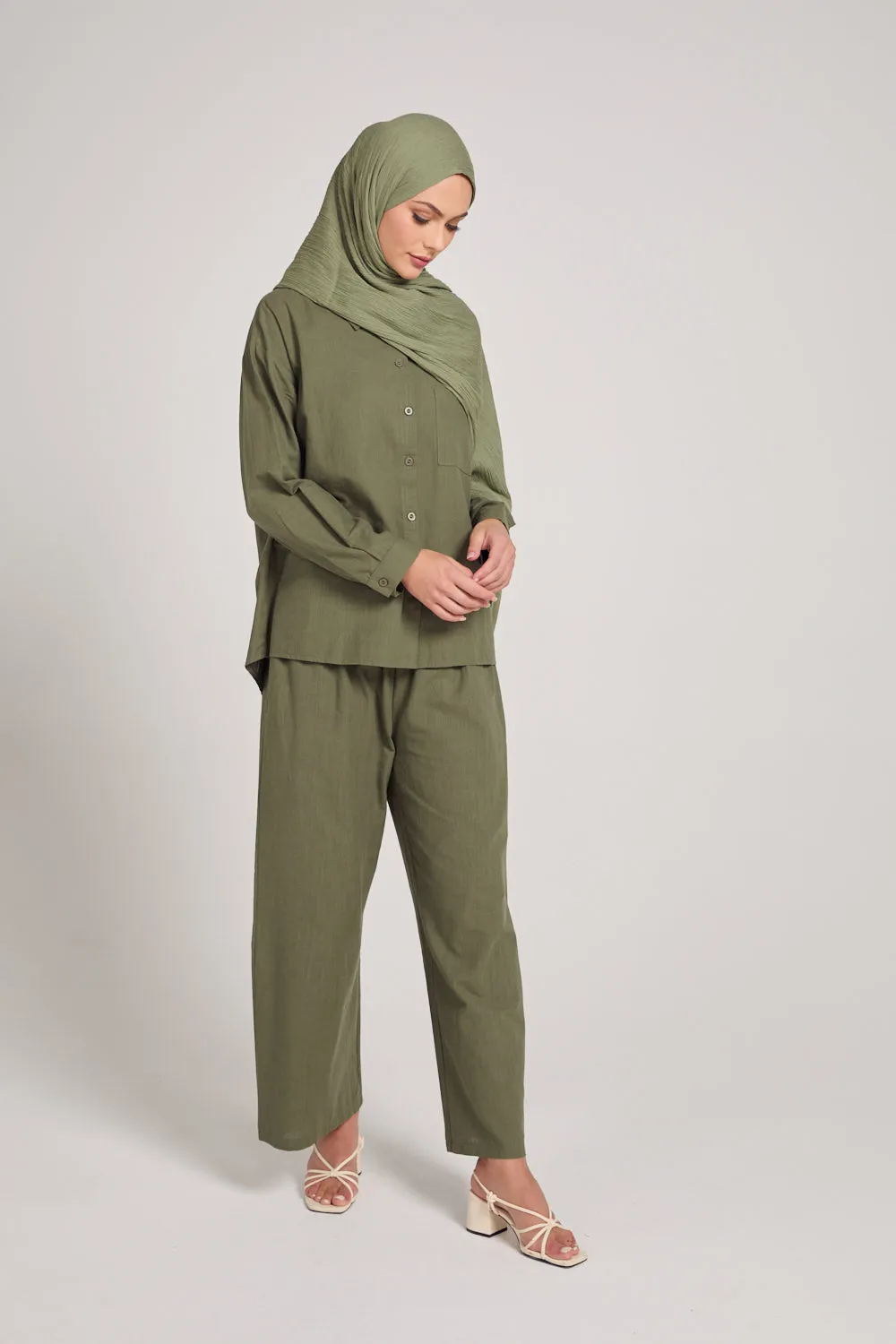 100% Cotton Co-Ord Set - Dusty Olive