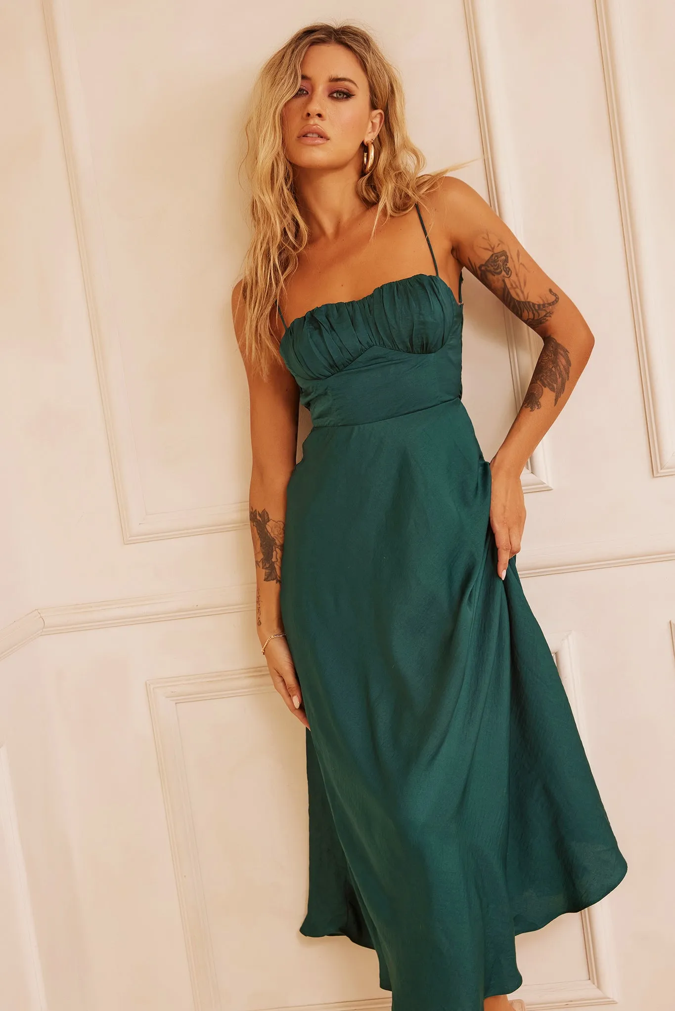 Affectionate Love Midi Dress - Forest Green