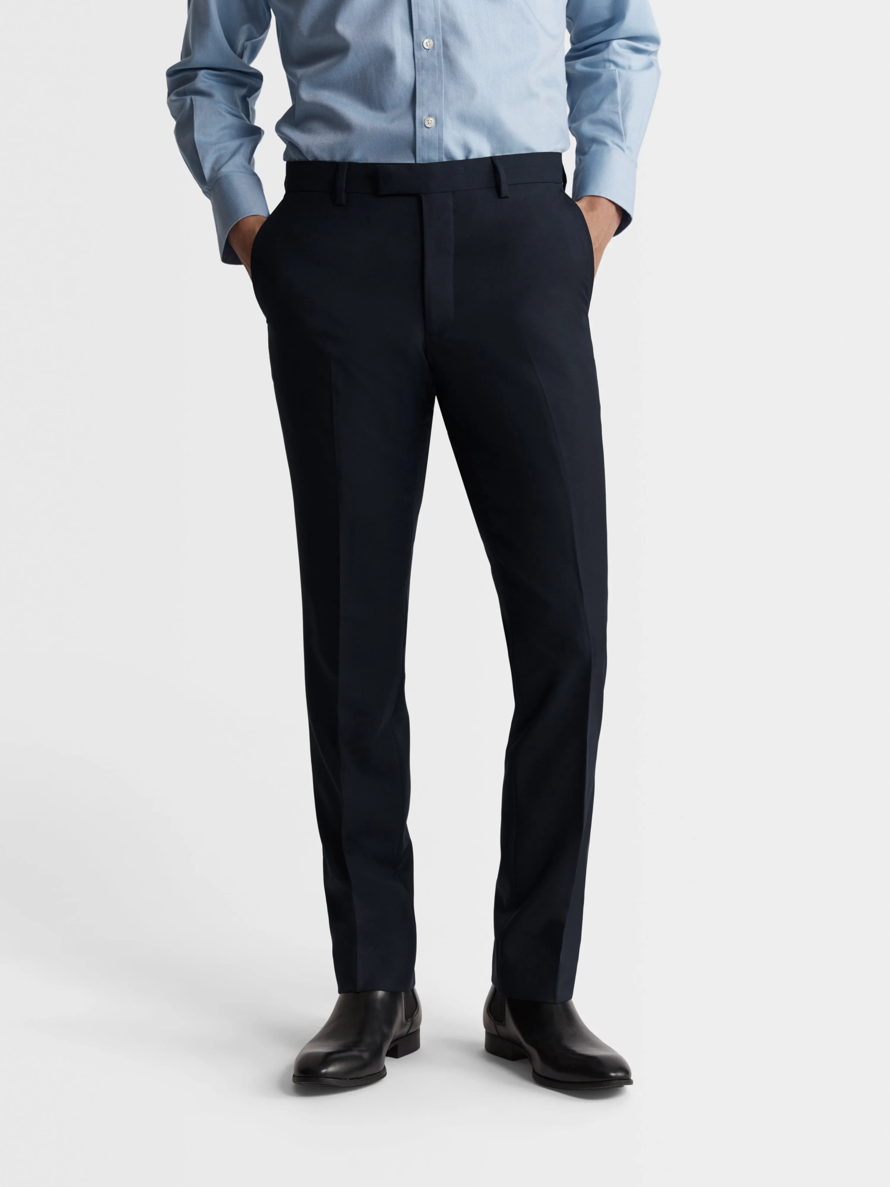 Aldgate Slim Fit Navy Trousers Plus Size