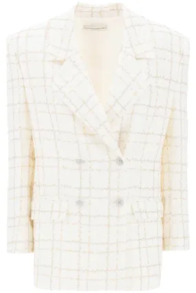 Alessandra Rich oversized tweed jacket with plaid pattern