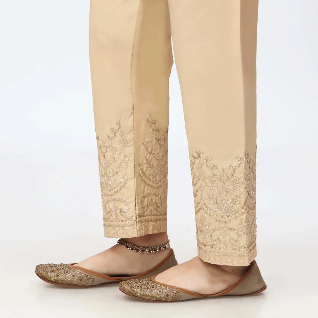 Beige Embroidered Cambric Trouser PW3670