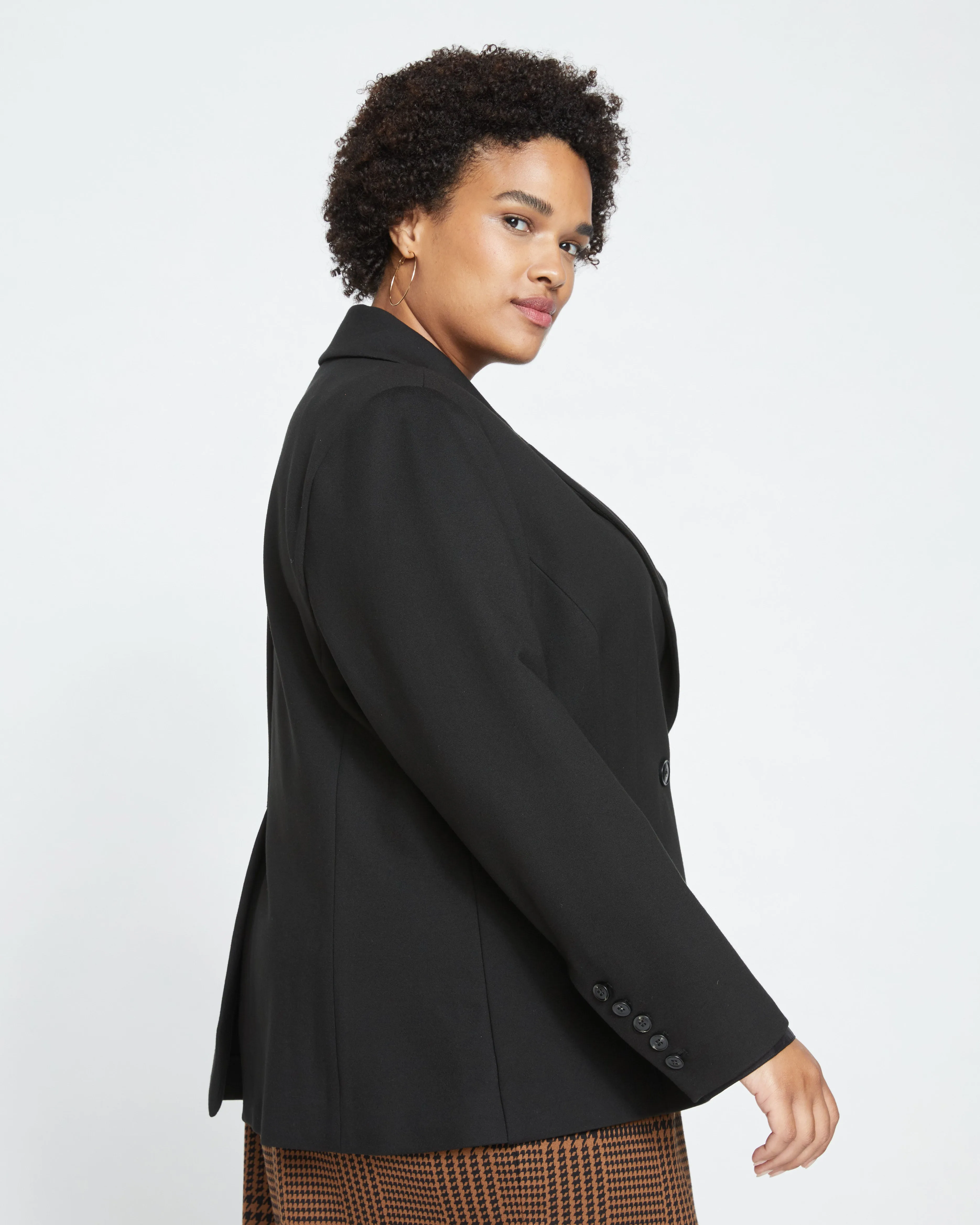 Bianca Double Breasted Ponte Blazer - Black