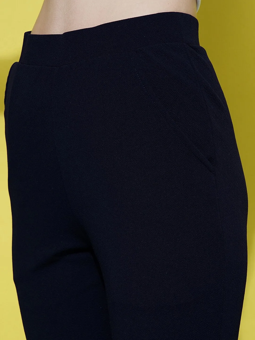 Blue Slim Fit Solid Trouser