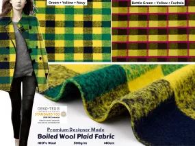 Boiled Wool Plaid Fabric/Premium Designer Made - 9329