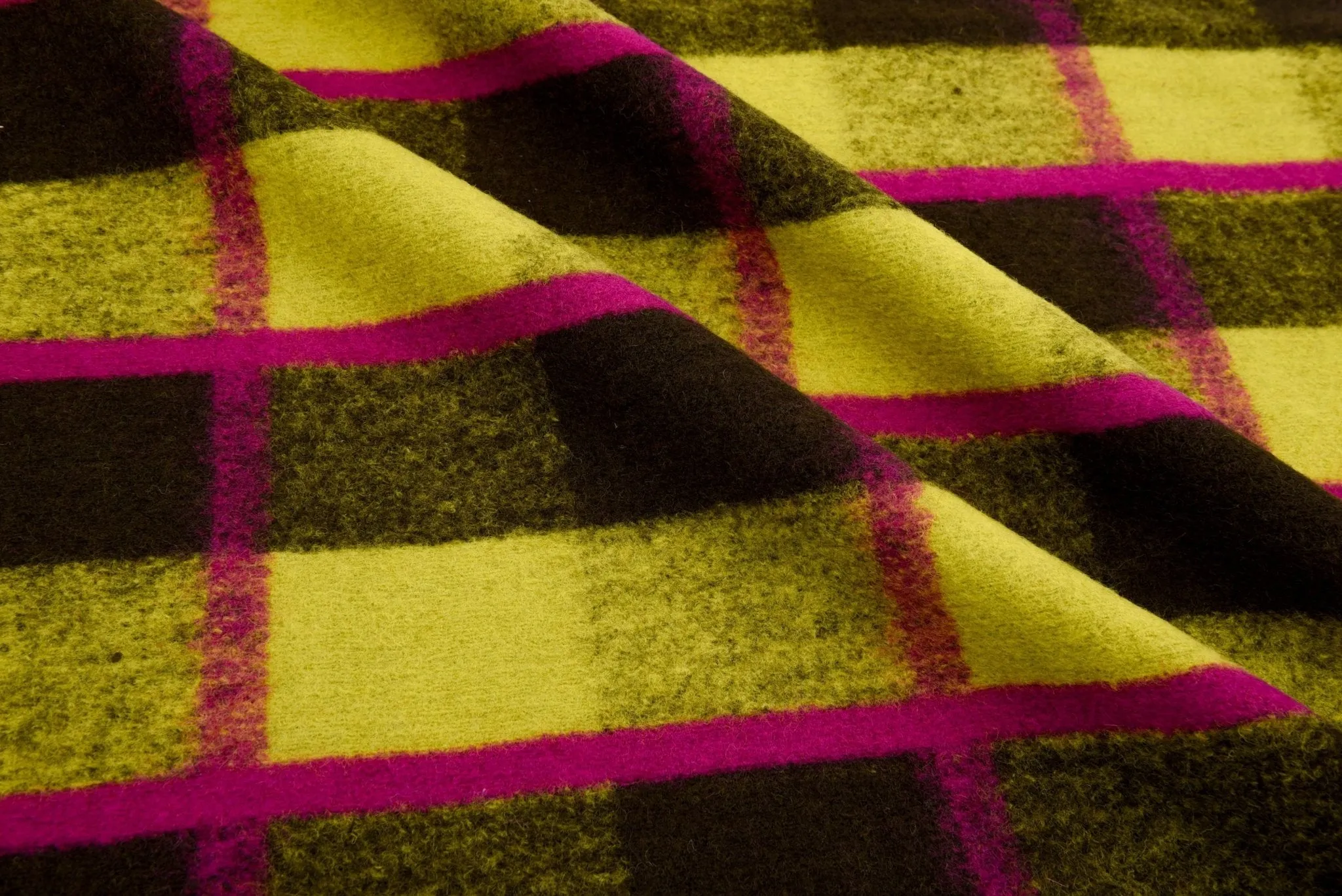 Boiled Wool Plaid Fabric/Premium Designer Made - 9329