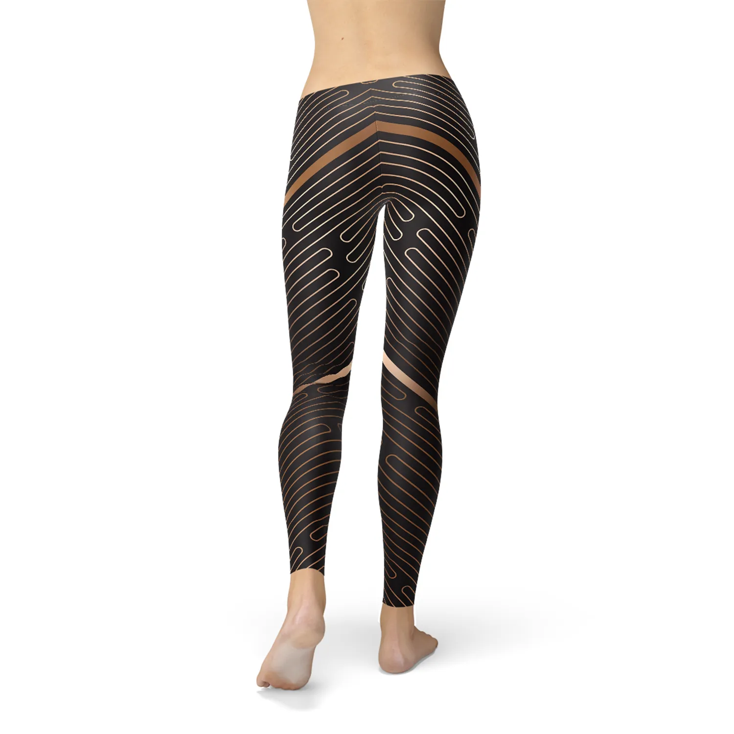 Brown Striped Women's Performance Leggings