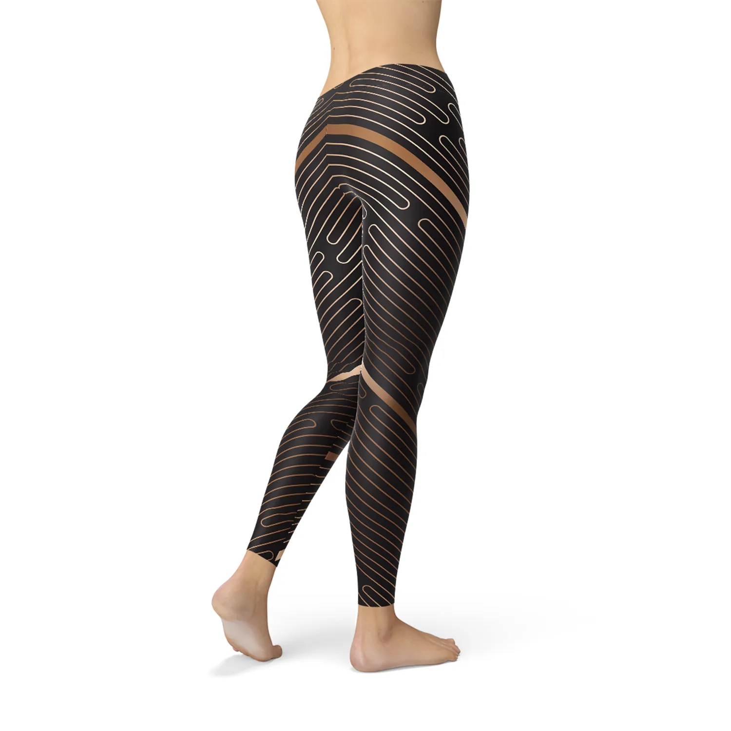 Brown Striped Women's Performance Leggings