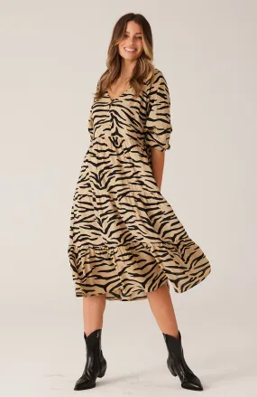 Cali Midi Dress - Taupe Zebra