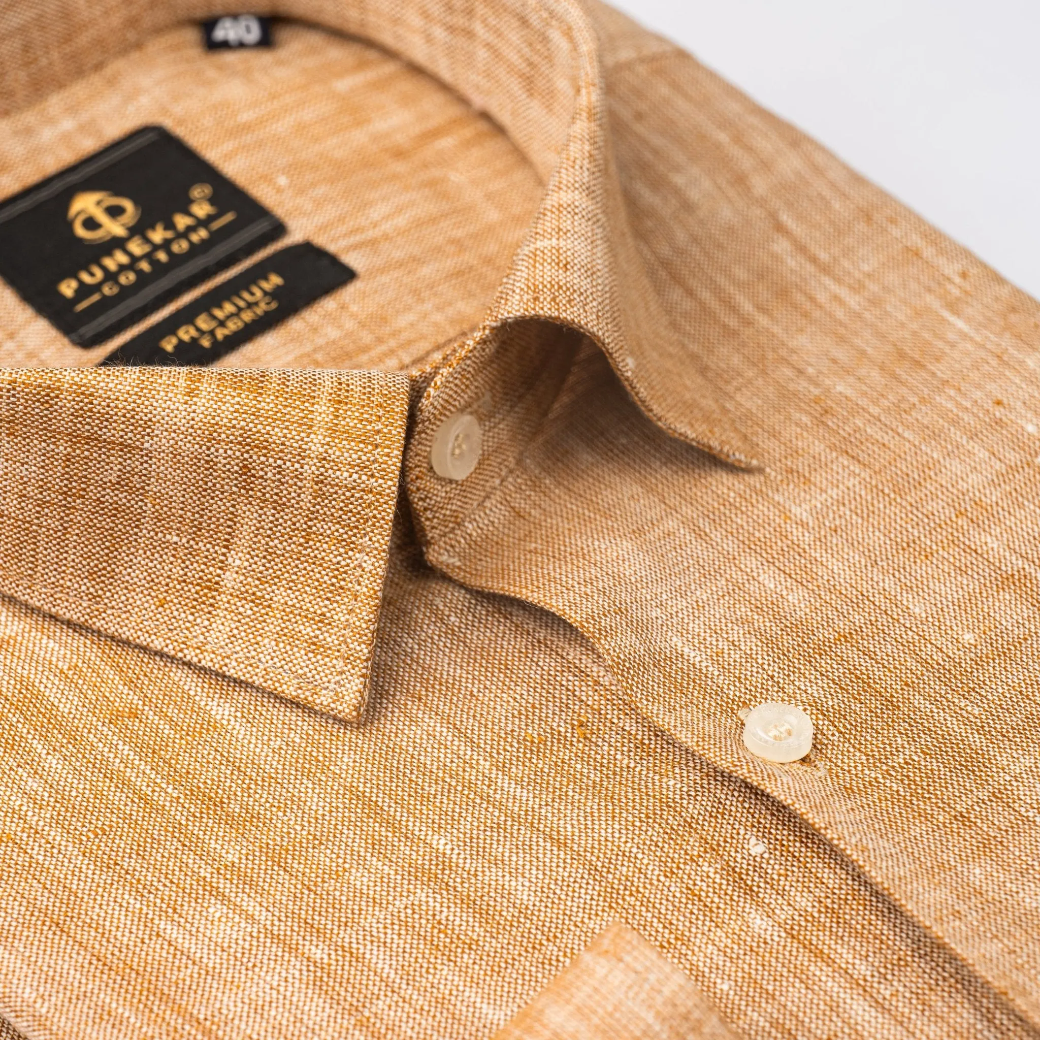 Camel Color Prime Linen Shirt For Men