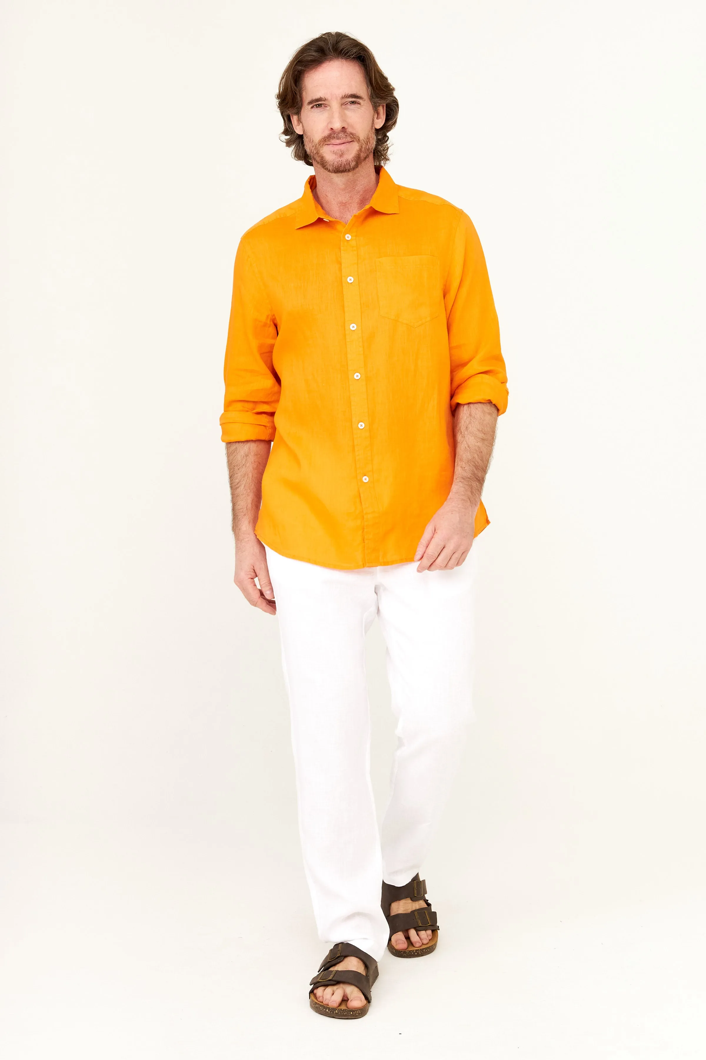 Classic Linen Shirt - Dominica Orange