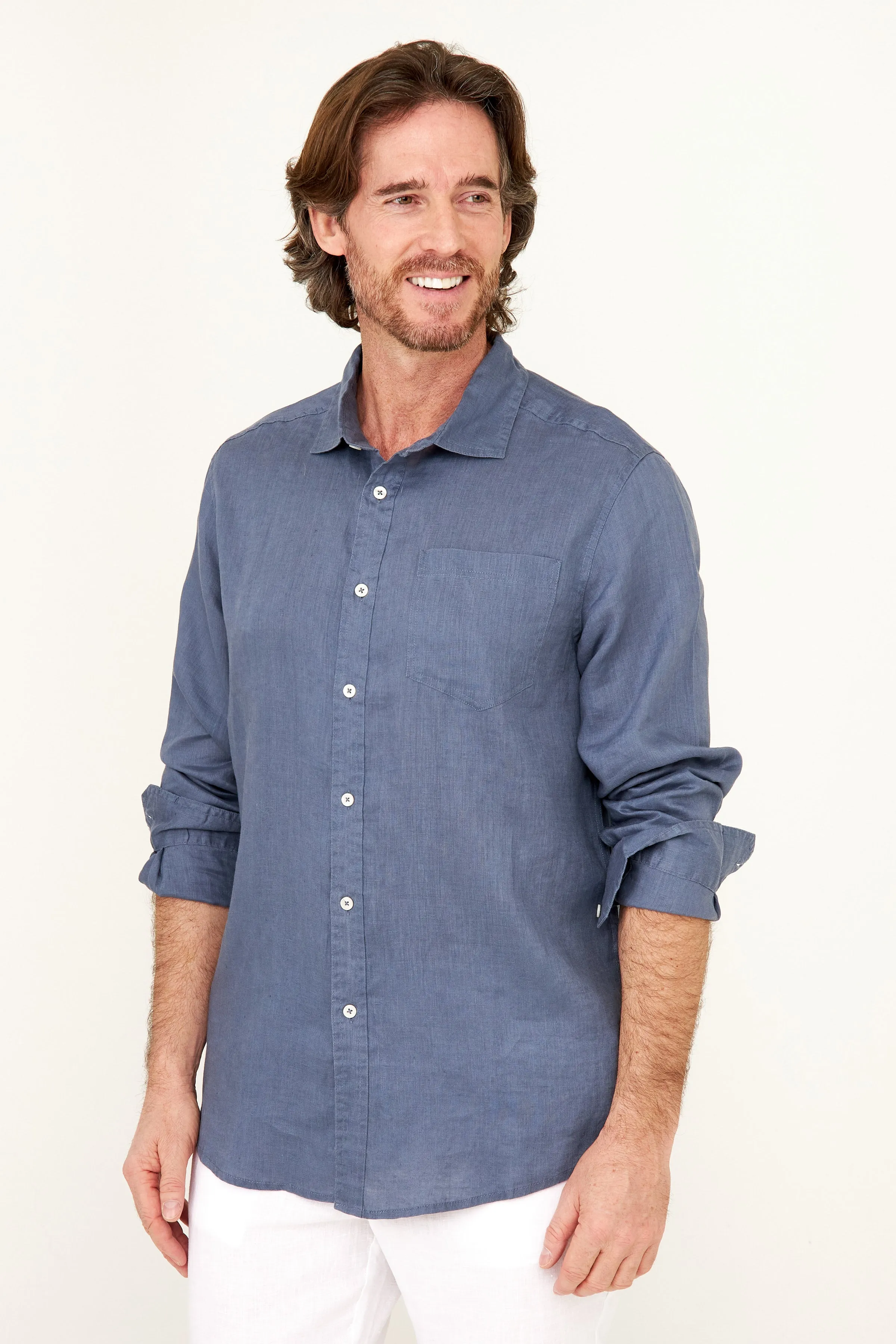 Classic Linen Shirt - Vintage Indigo