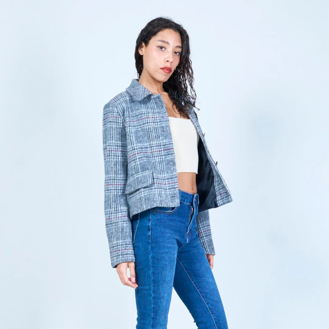 Classic plaid cropped blazer wholesale