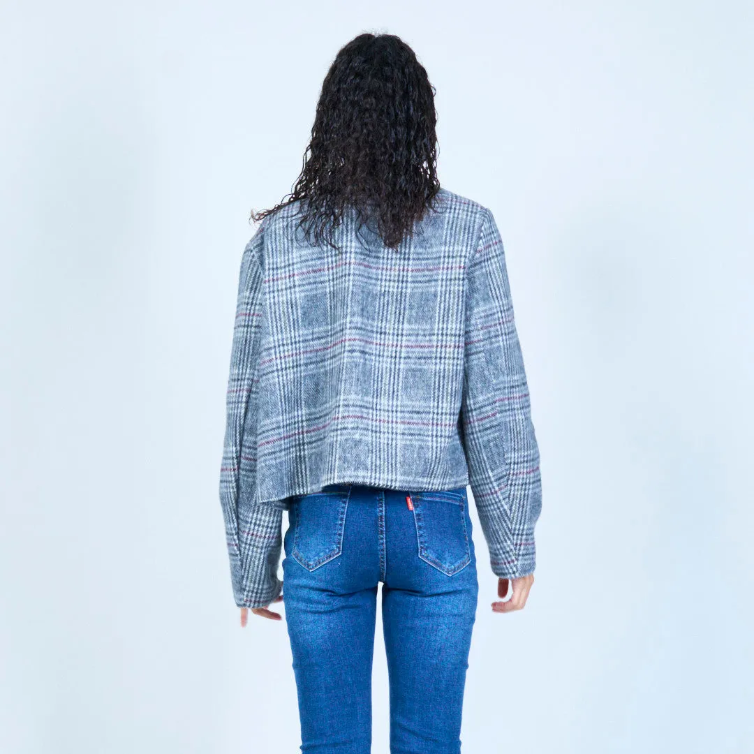 Classic plaid cropped blazer wholesale