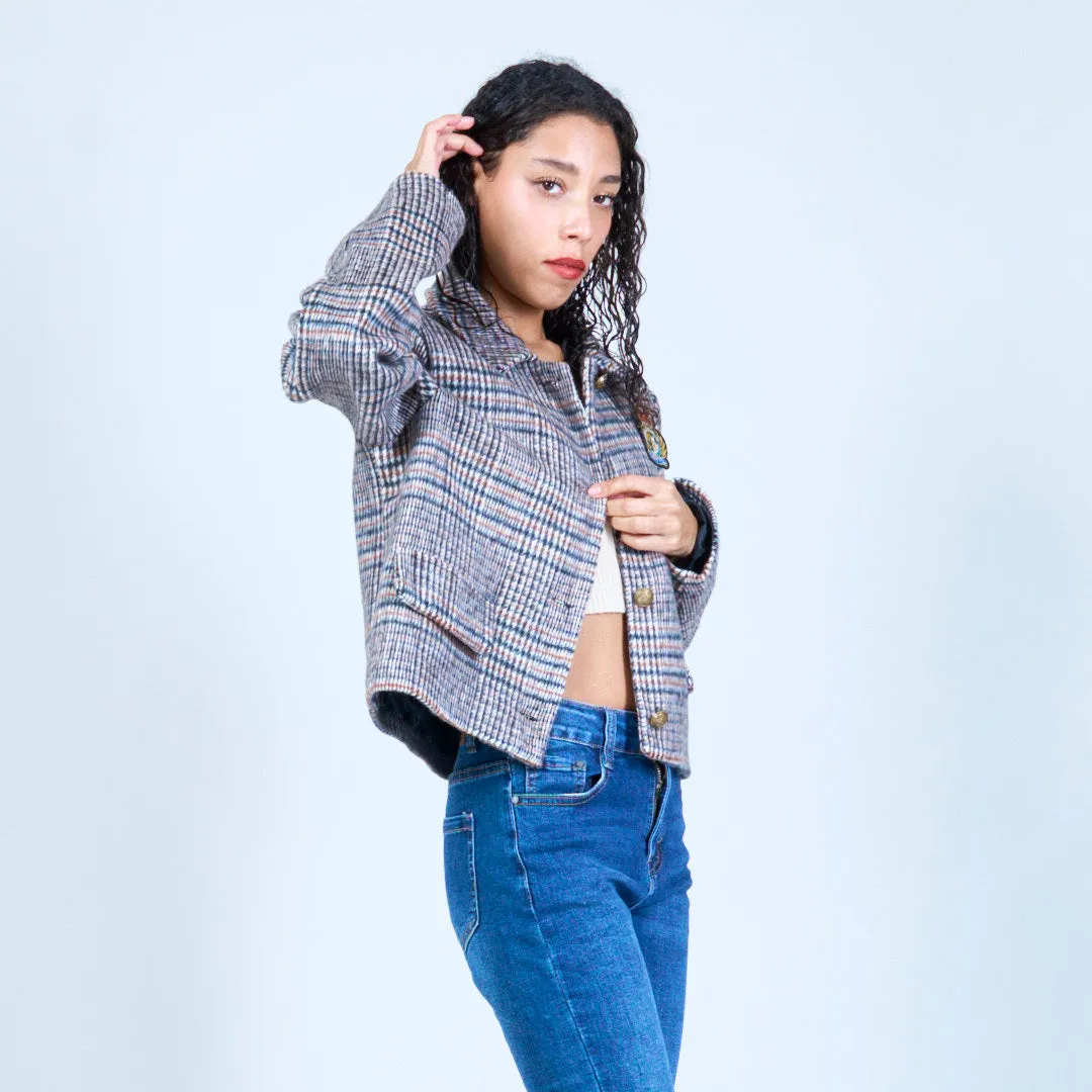 Classic plaid cropped blazer wholesale