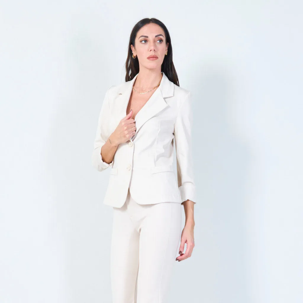 Classic tailored blazer with rolled cuffs wholesale