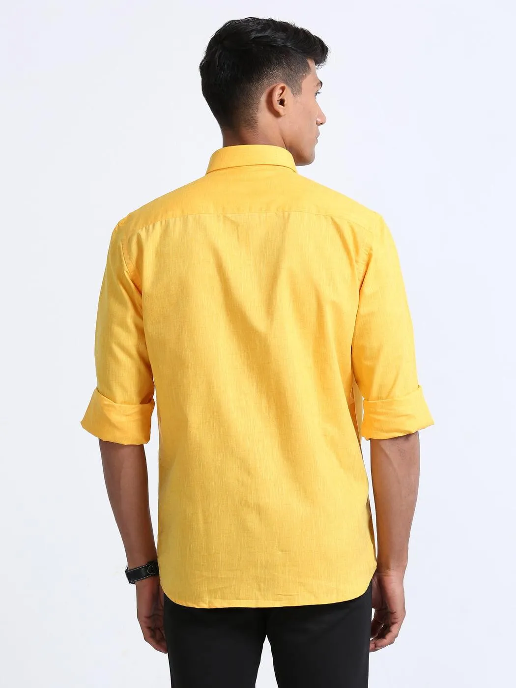 Cotton Linen Yellow Colour Shirt Full Sleeve