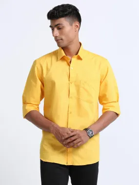 Cotton Linen Yellow Colour Shirt Full Sleeve