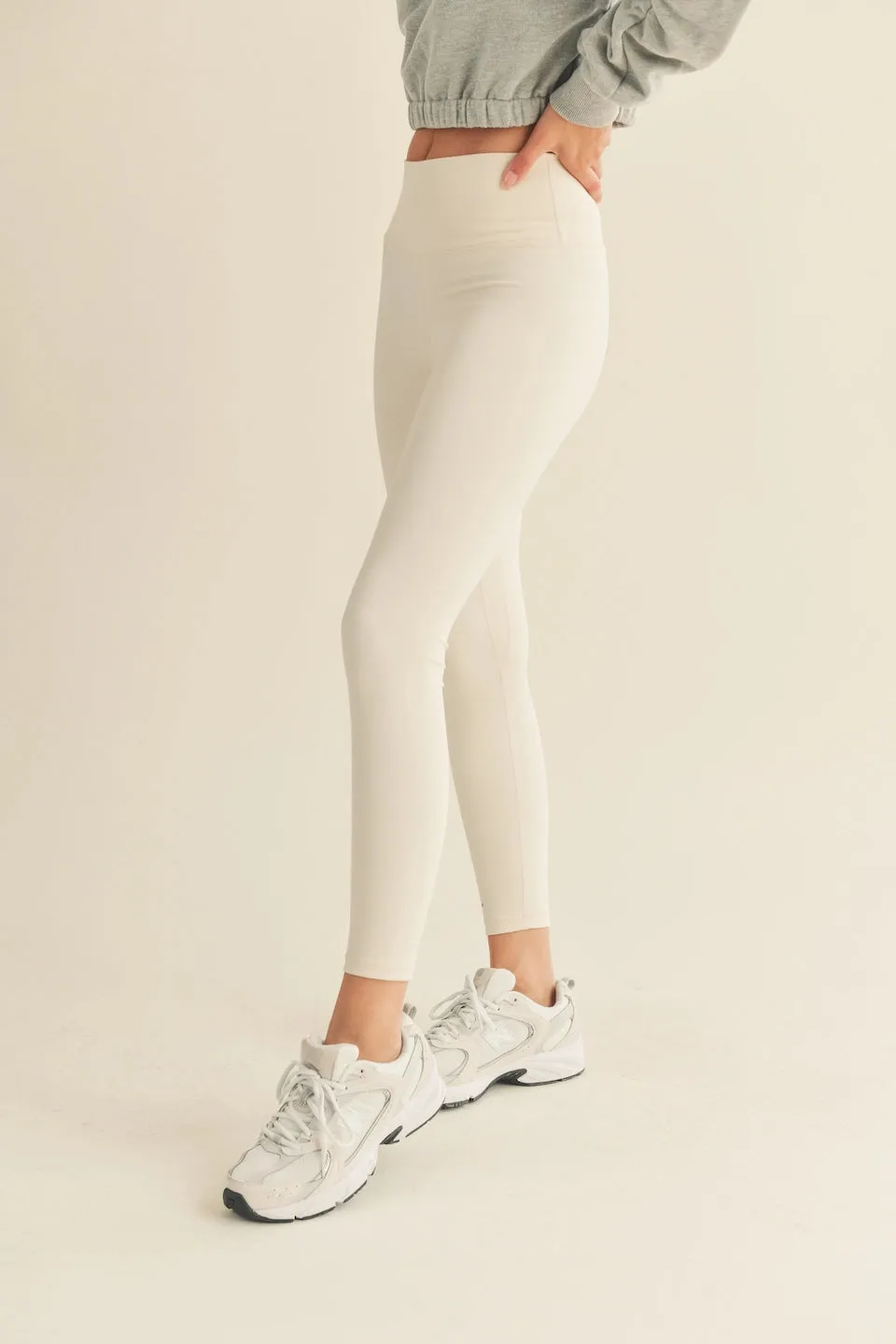 Cream Aligned Performance High-Rise Leggings