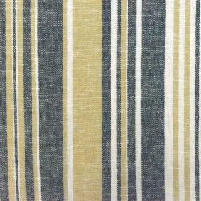 Dijon Yellow-Blue-White Striped Linen Cotton Shirting Woven Fabric