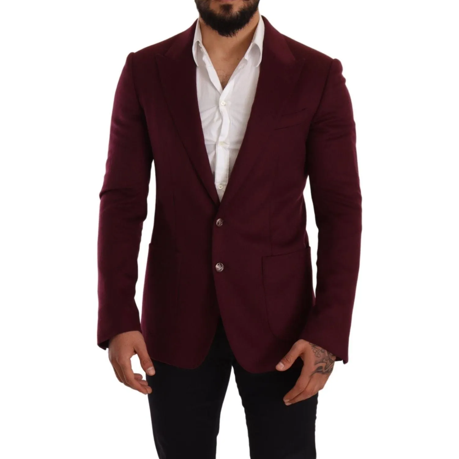 Dolce & Gabbana Elegant Maroon Bordeaux Cashmere Blazer