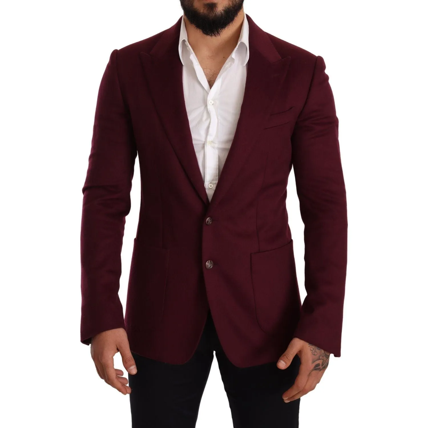 Dolce & Gabbana Elegant Maroon Bordeaux Cashmere Blazer