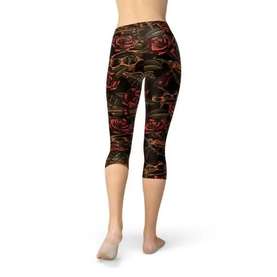 Fierce Floral Performance Capri Leggings for Women