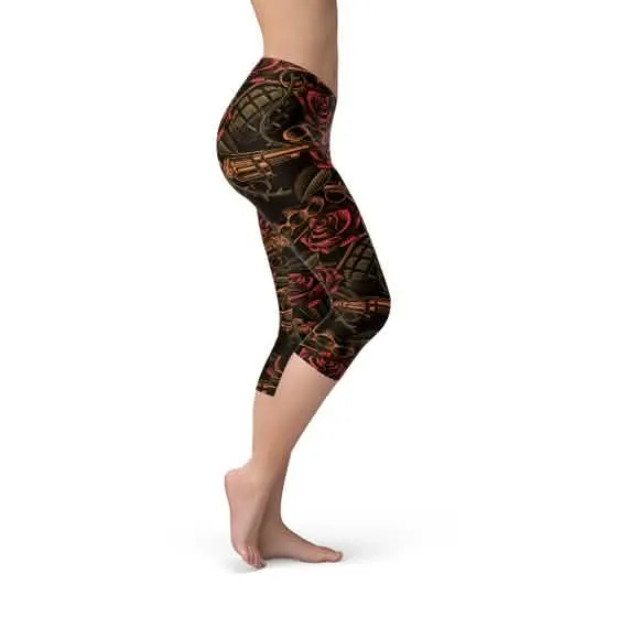 Fierce Floral Performance Capri Leggings for Women