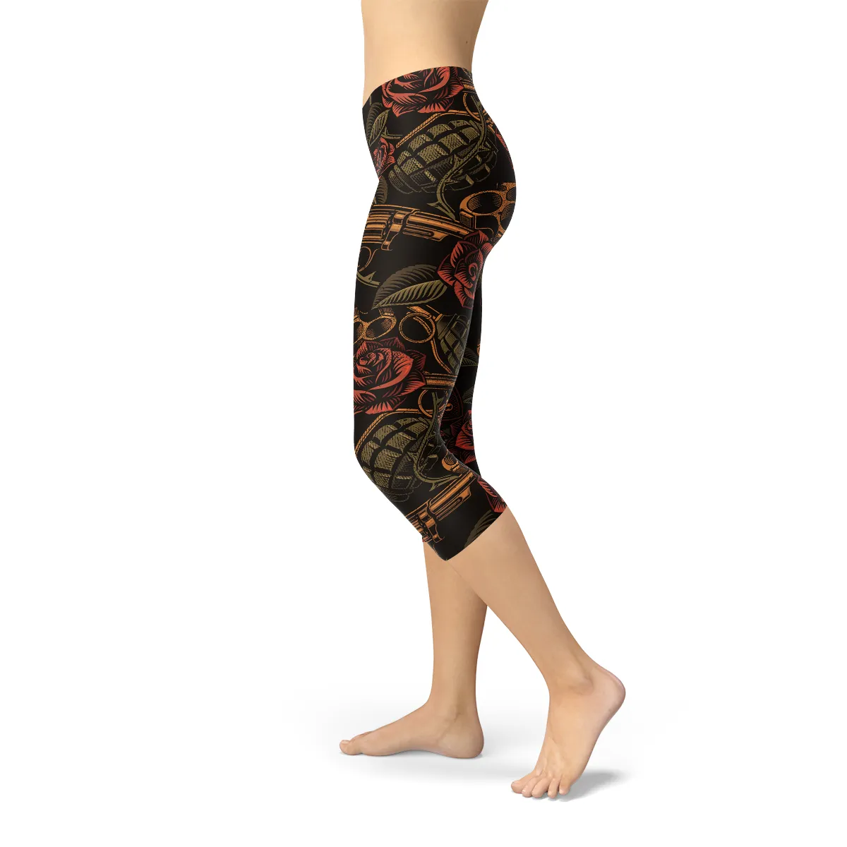 Fierce Floral Performance Capri Leggings for Women