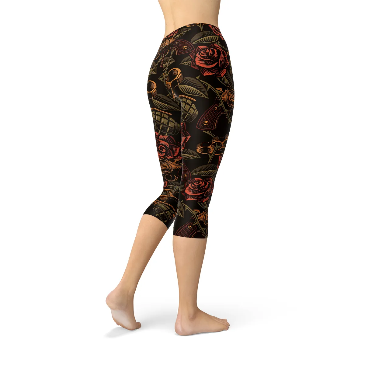 Fierce Floral Performance Capri Leggings for Women