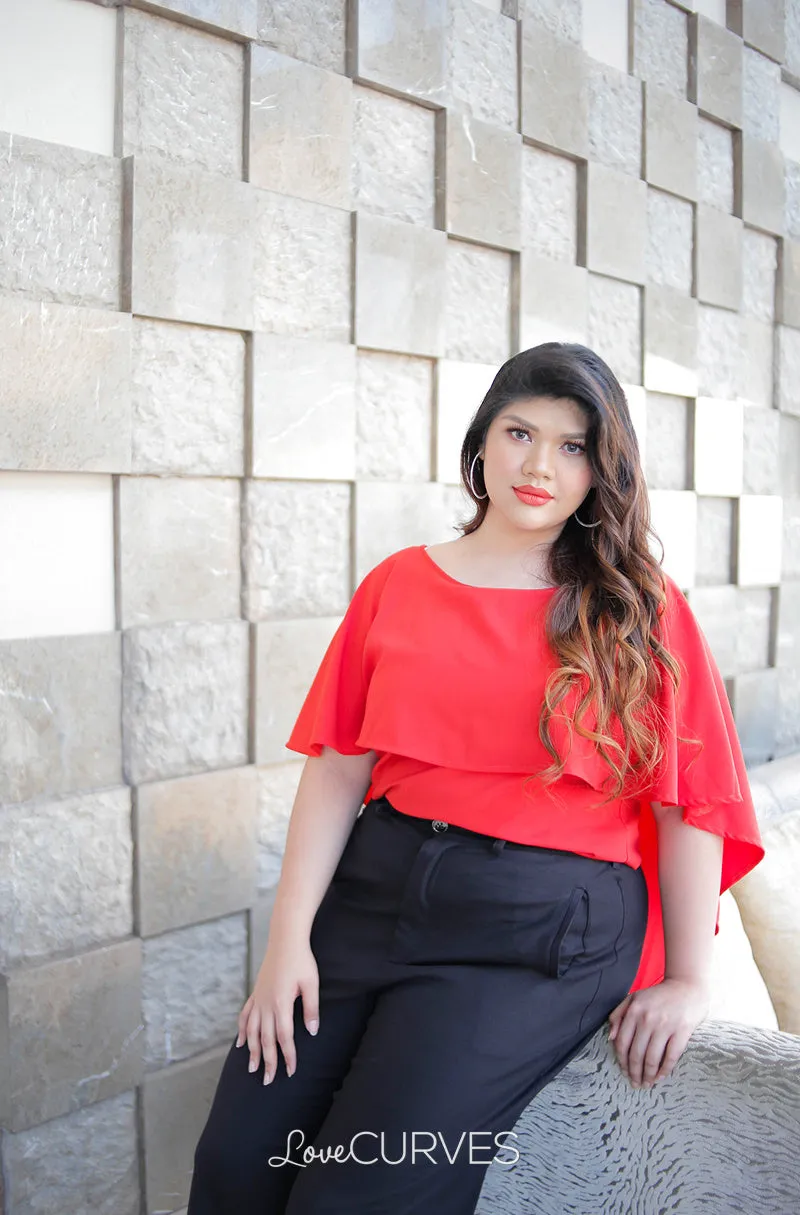 Flowy Capelet Top - Vermillion