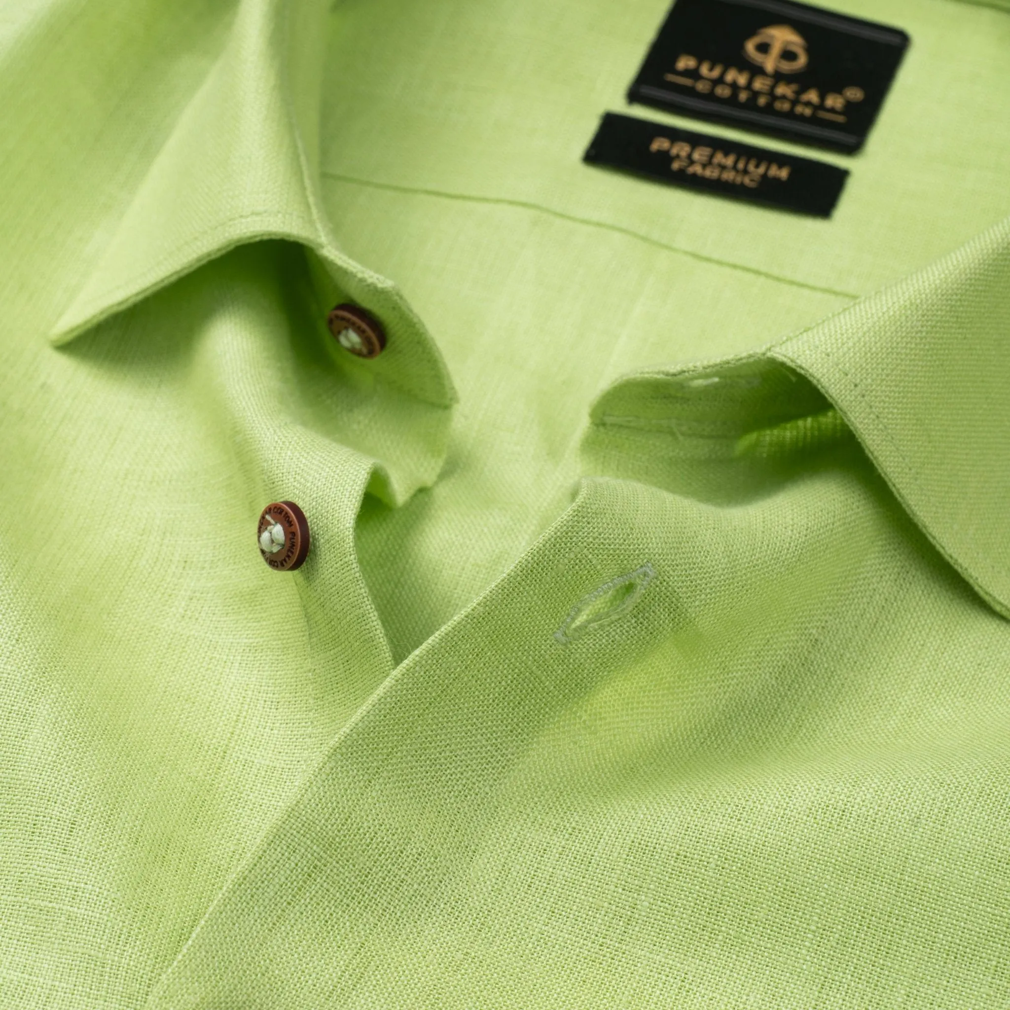 Green Color Prime Linen Shirt For Men