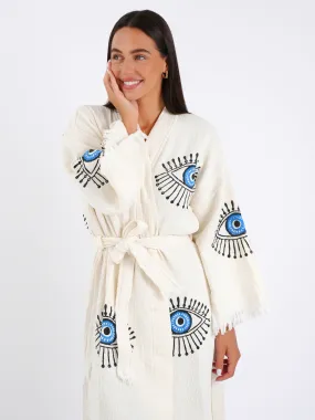 I See The Light One Of A Kind Hand Painted Evil Eye Kaftan Robe