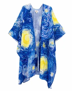 JC071062 Blue-Yellow Starry Night Kimono