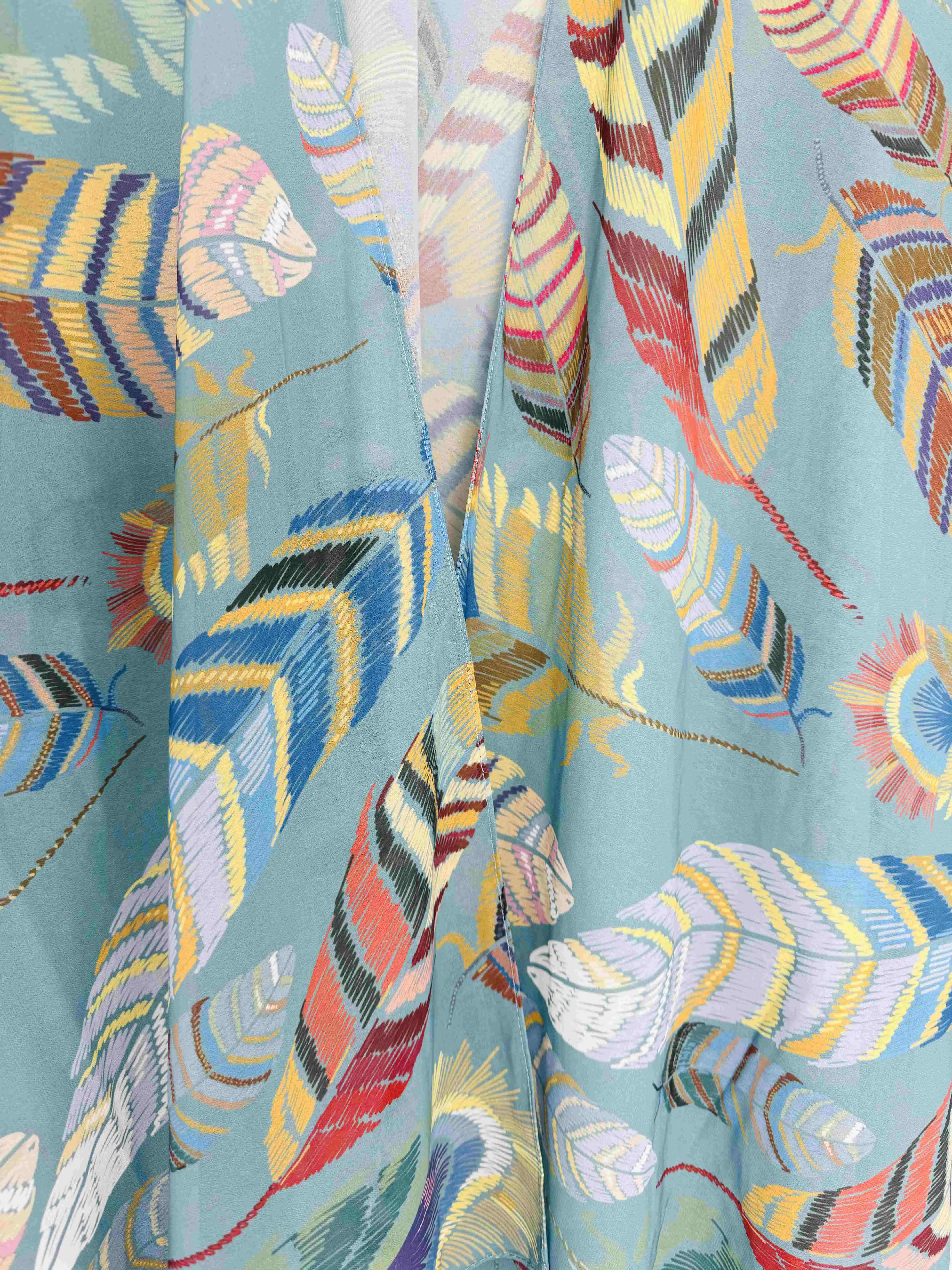 JC071070 Aqua-Multi Feather Kimono