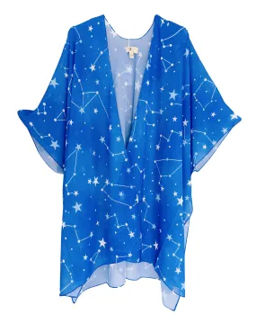 JC071207 Blue-White Constellation Kimono