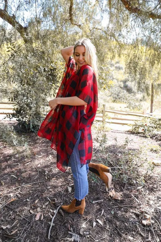 Lightweight Buffalo Check Kimono