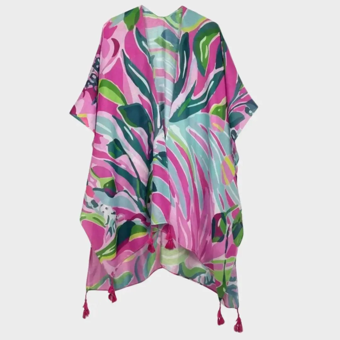 'Lila' Kimono-Fuchsia & Green