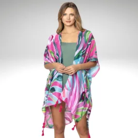 'Lila' Kimono-Fuchsia & Green