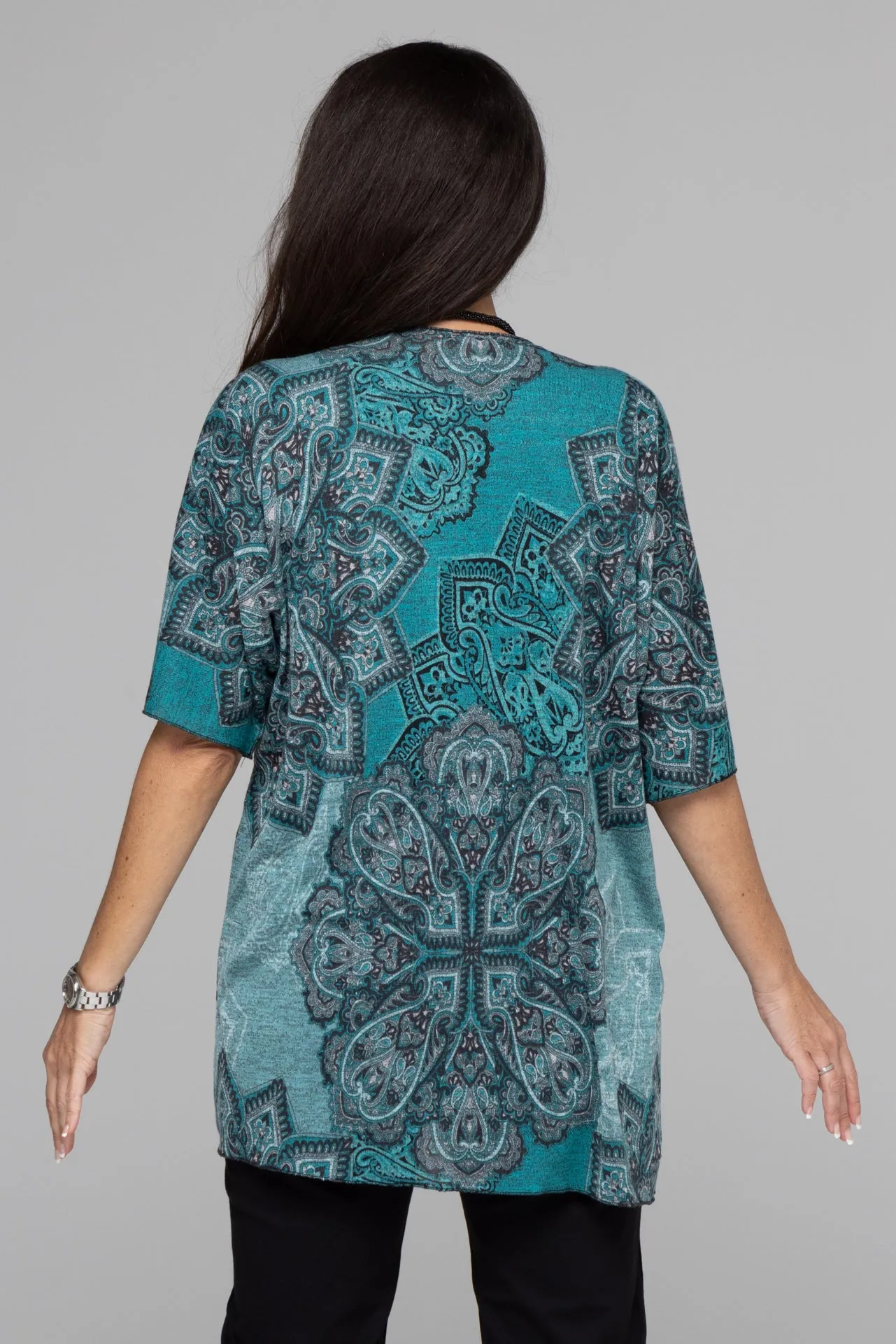 Mandela Printed Knit Short Sleeve Kimono