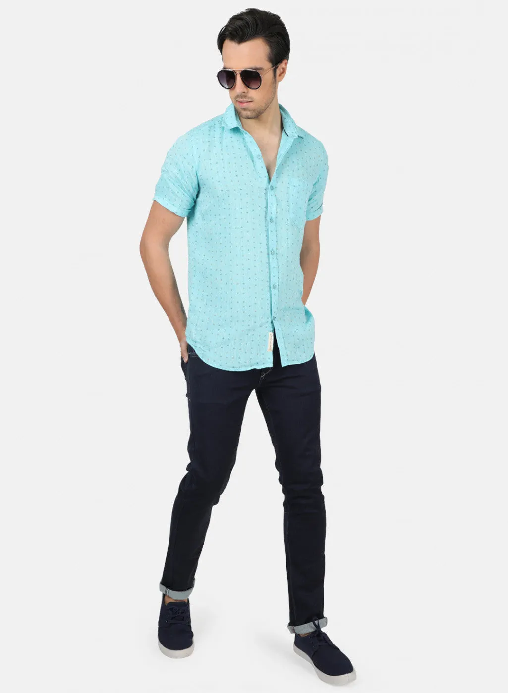 Men Blue Printed Shirts