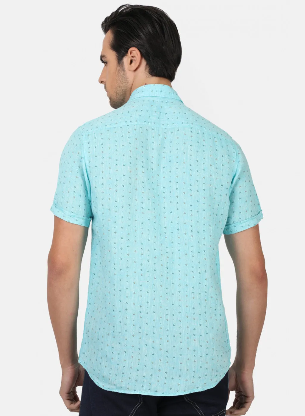 Men Blue Printed Shirts