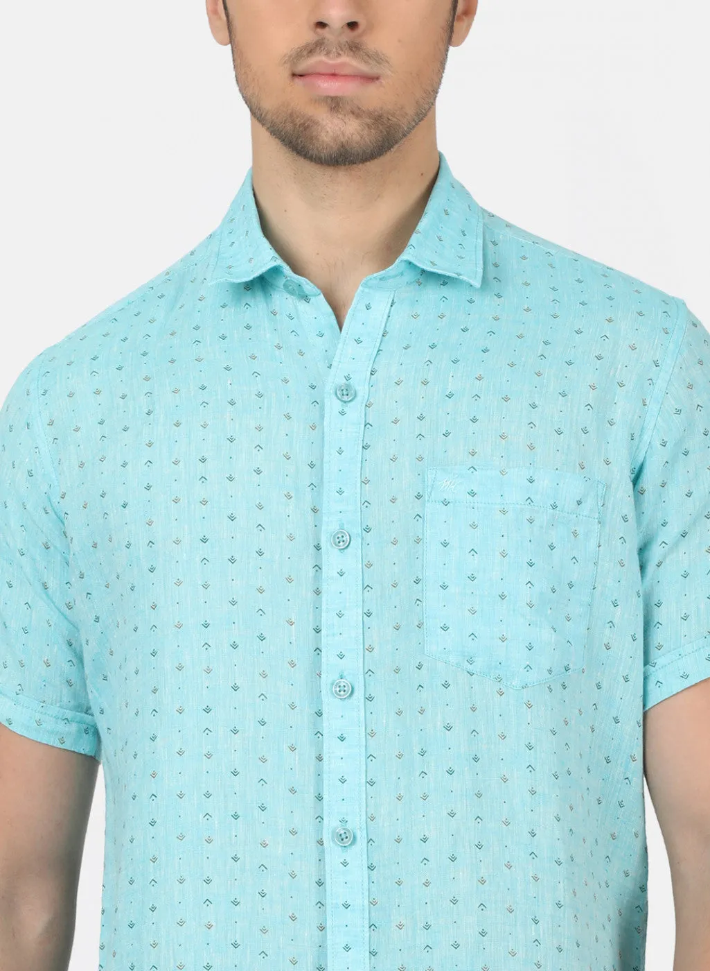 Men Blue Printed Shirts