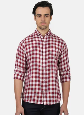 Men Maroon Check Shirts