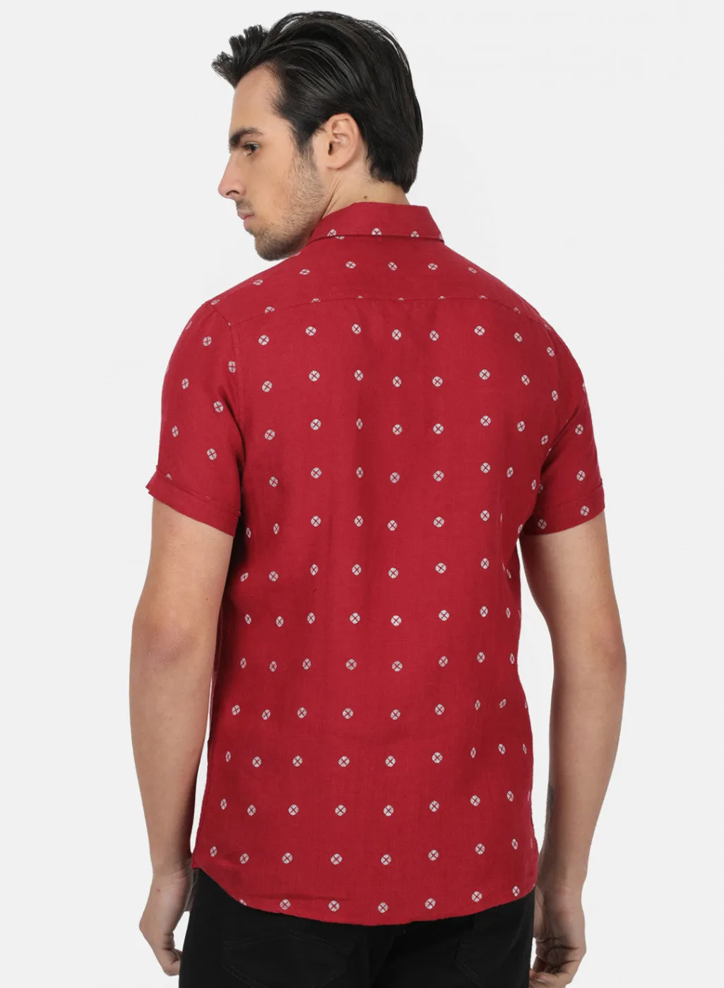 Men Maroon Printed Shirts