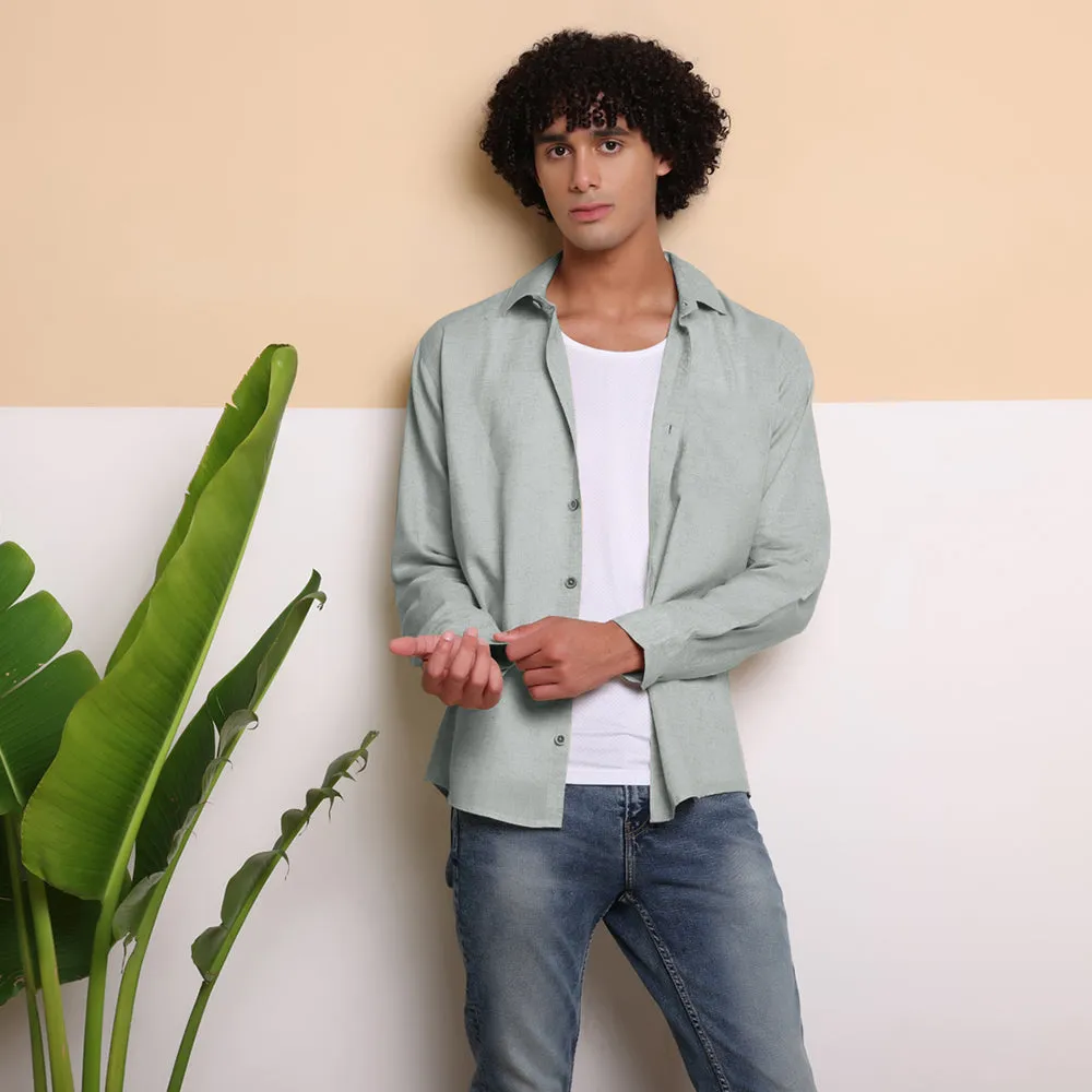 Men's Pure Linen Casual Shirt - Light Grey