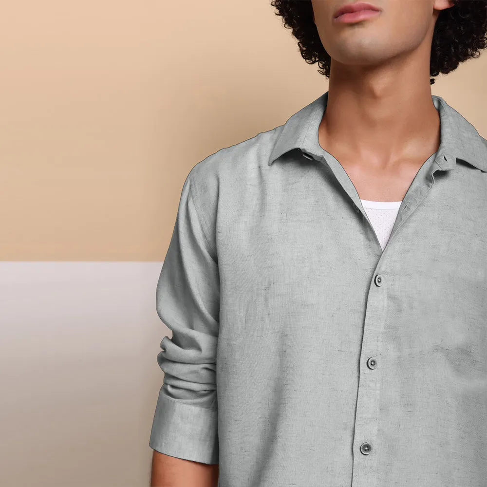 Men's Pure Linen Casual Shirt - Light Grey