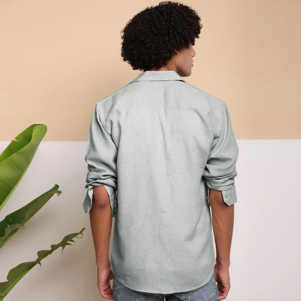 Men's Pure Linen Casual Shirt - Light Grey